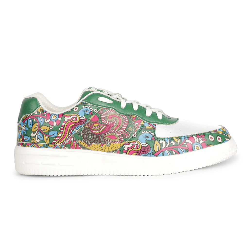 Leap7x Lacing White  Kalamkari Printed Casual Sneakers For Men MJH-M01 By Liberty - Image 2