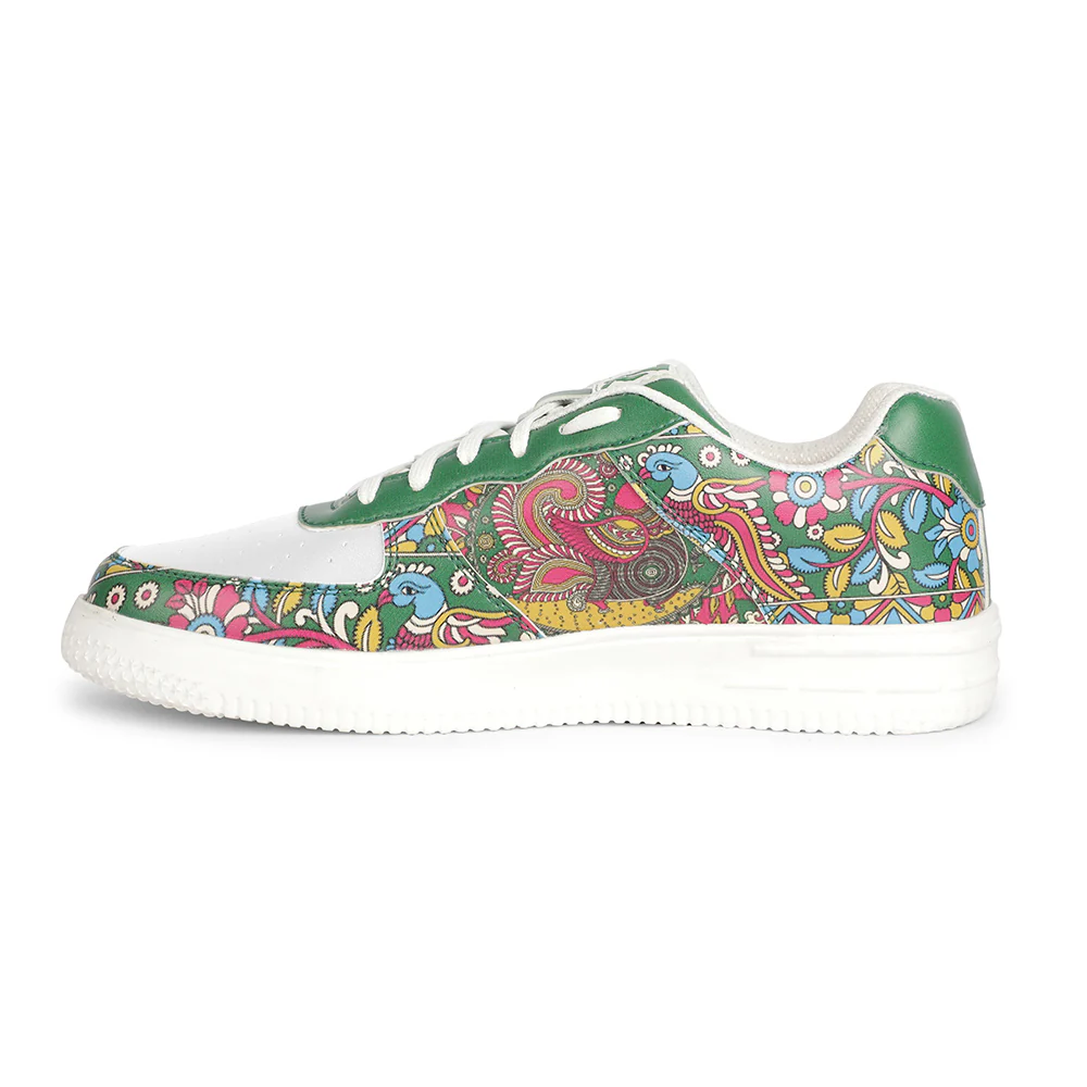 Leap7x Lacing White Kalamkari Printed Casual Sneakers For Women MJH-L06 By Liberty - Image 3