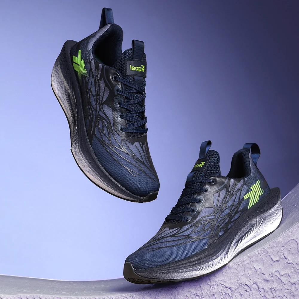 Leap7x Navy Blue Sports Lacing Running Shoes For Men XLM-01 By Liberty - Image 4