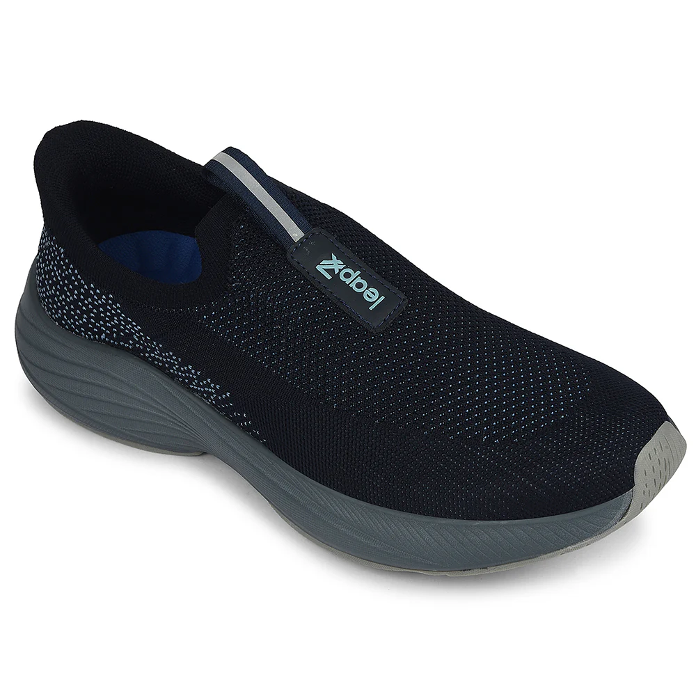Leap7x Navy Blue Sports Non Lacing Walking Shoes For Men EAZYGO-252 By Liberty