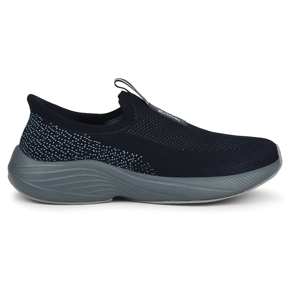 Leap7x Navy Blue Sports Non Lacing Walking Shoes For Men EAZYGO-252 By Liberty - Image 2