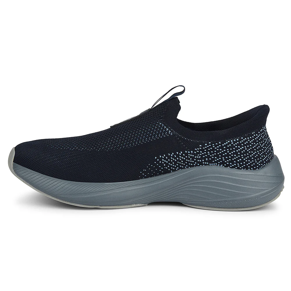 Leap7x Navy Blue Sports Non Lacing Walking Shoes For Men EAZYGO-252 By Liberty - Image 3