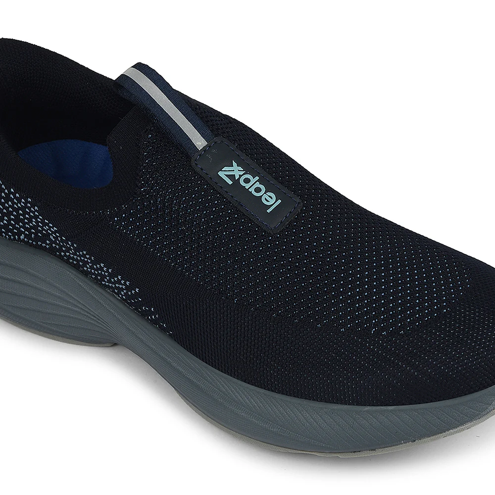 Leap7x Navy Blue Sports Non Lacing Walking Shoes For Men EAZYGO-252 By Liberty - Image 4
