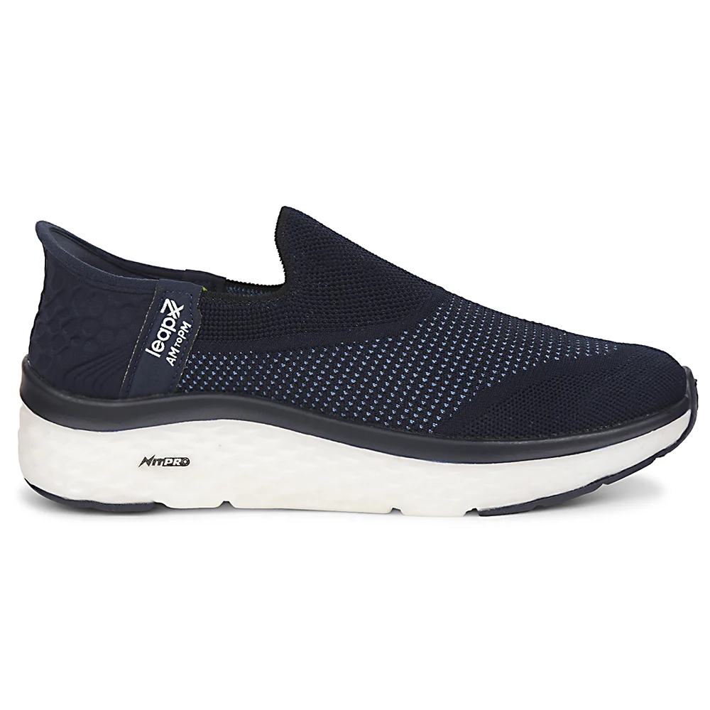 Leap7x Navy Blue Sports Non Lacing Walking Shoes For Men NITRUN-13 By Liberty - Image 2