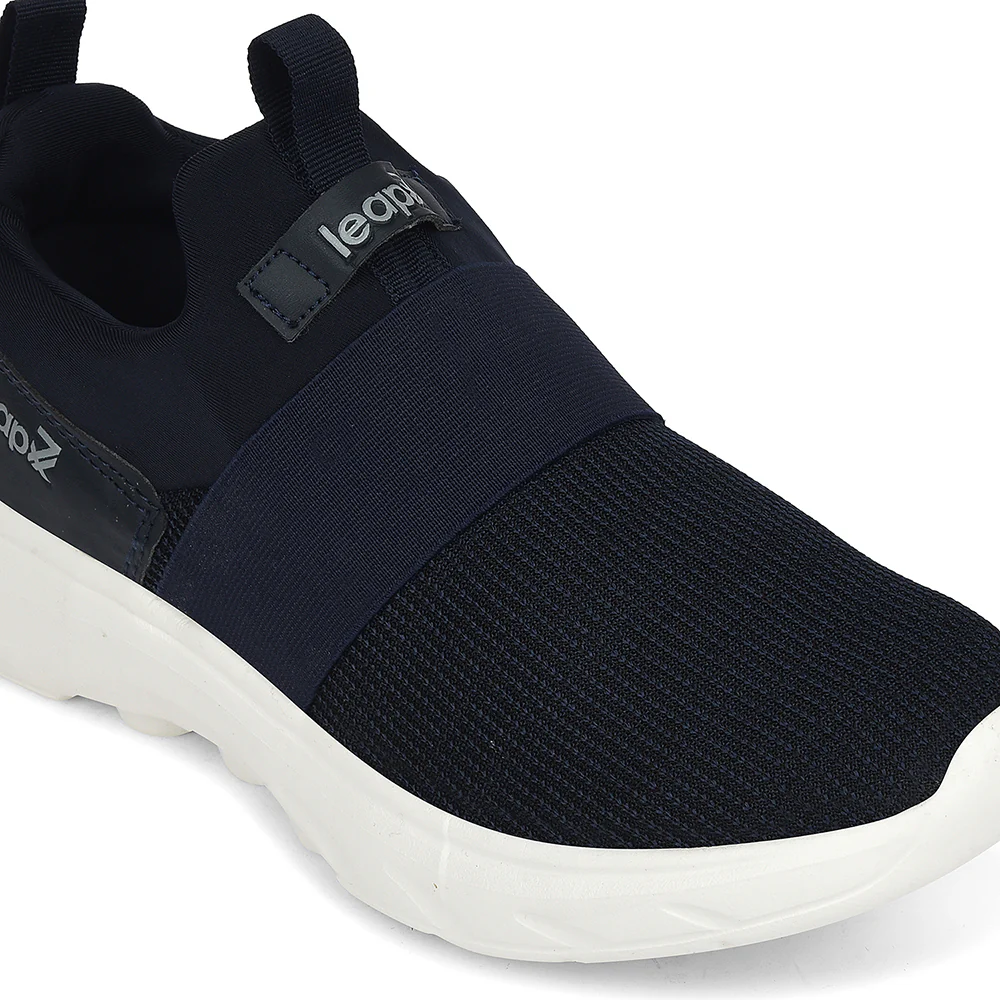 Leap7x Navy Blue Sports Non Lacing Walking Shoes For Men SENTINO By Liberty - Image 4