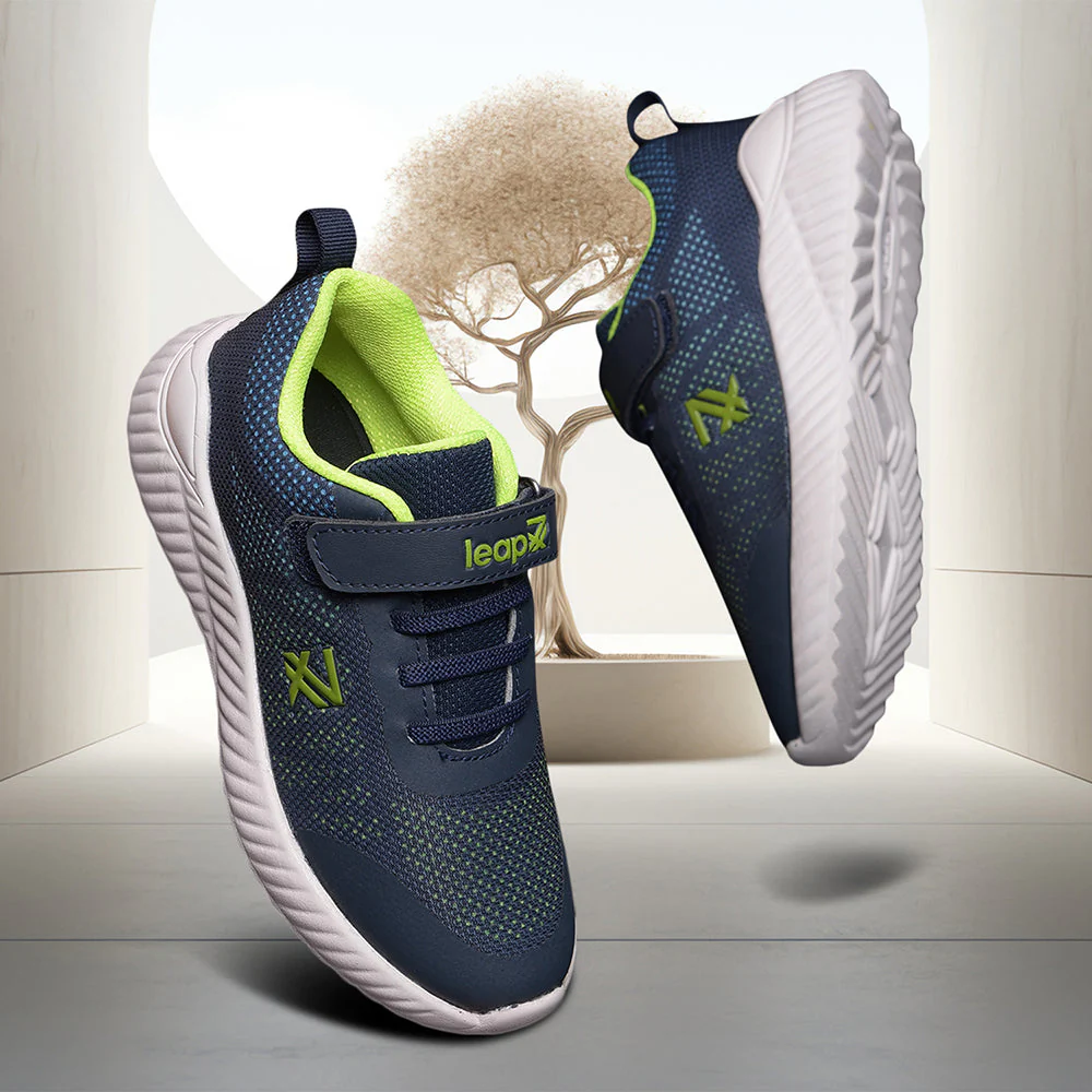 Leap7x Navy Blue Velcro Sports Walking Shoes For Kids NITKID-4E By Liberty - Image 3