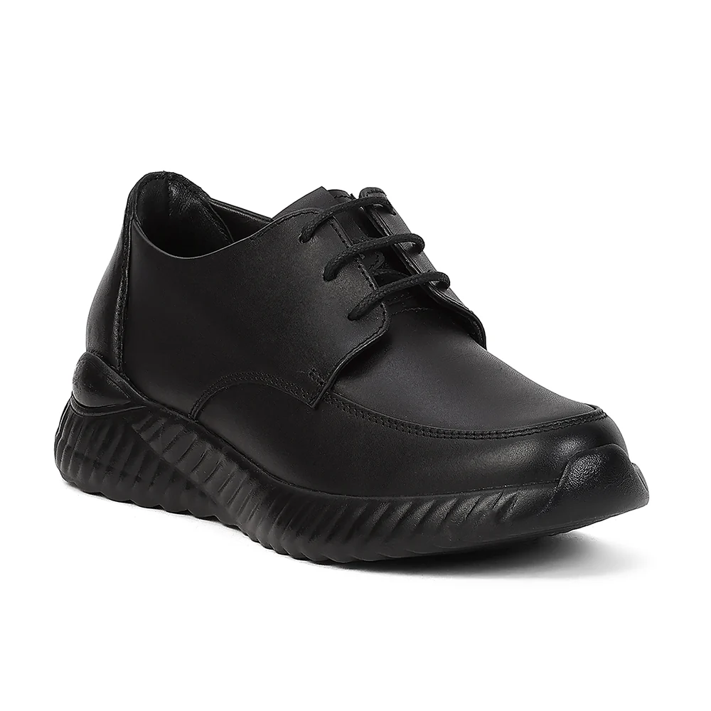 Leap7X NITSCHL-10 Black School Lacing Uniform Shoes for Kids by Liberty