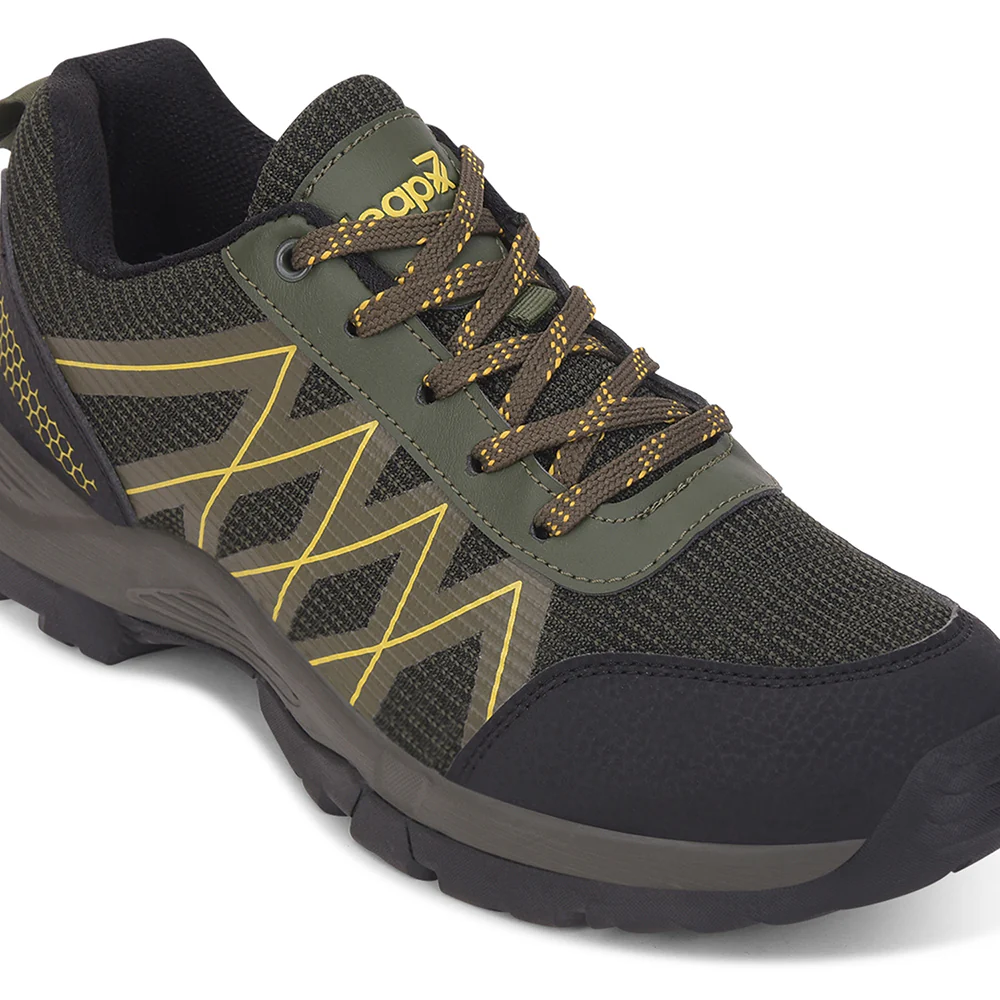 Leap7x Olive Green Sports Lace-Up Trekking Shoes For Men MOUNTAIN2E By Liberty - Image 5