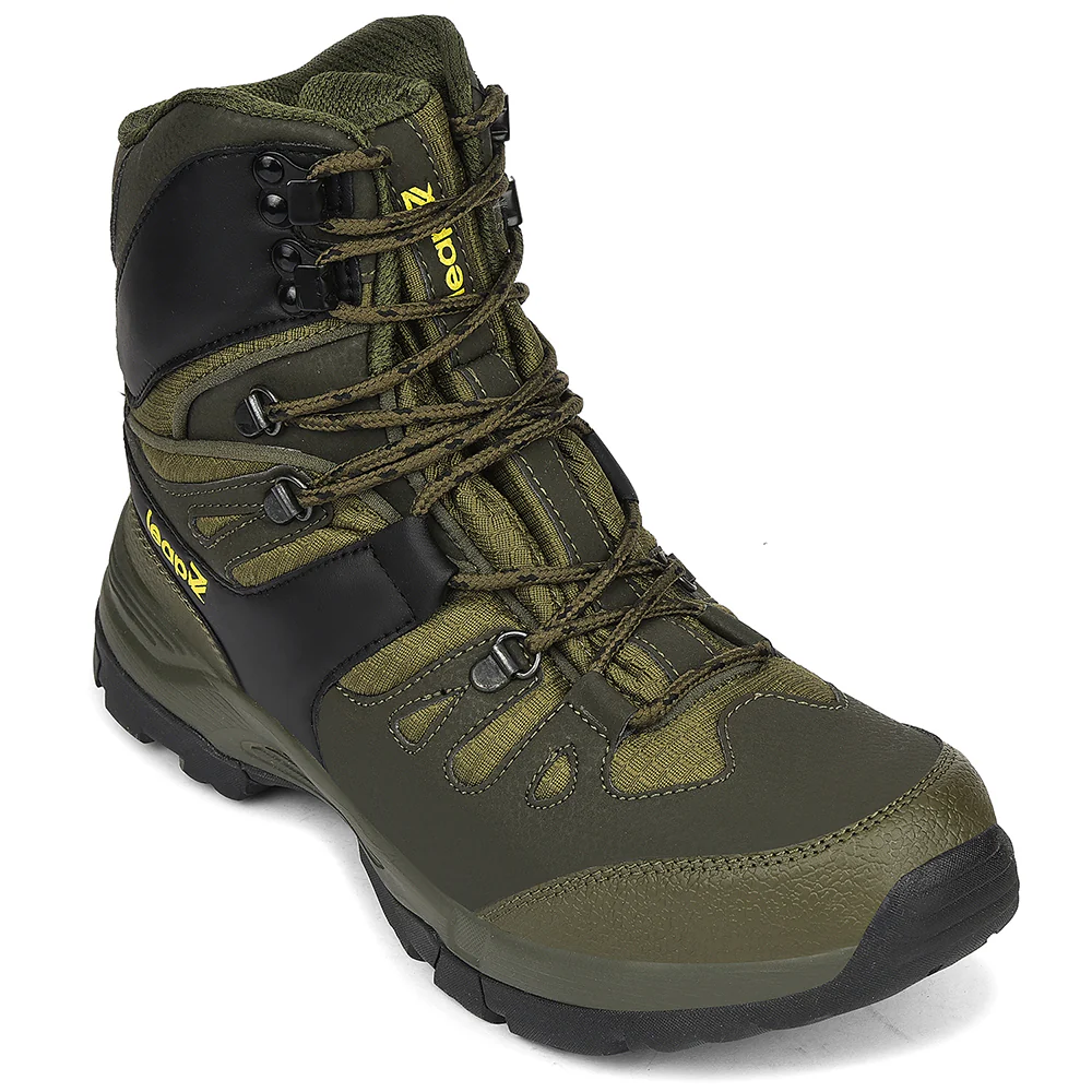 Leap7x Olive Green Sports Lacing Trekking Shoes For Men VERTICAL-2 By Liberty
