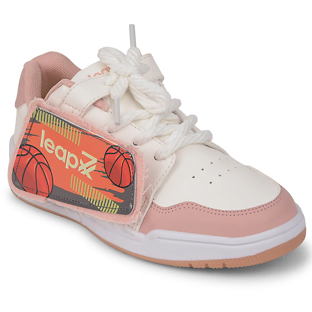 Leap7x Peach Casual Lacing Sneakers For Kids ENVY-2 By Liberty