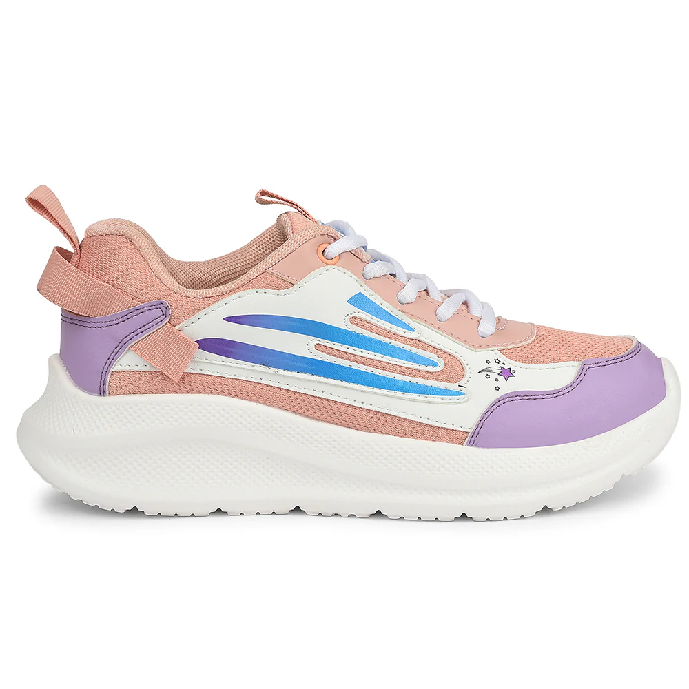 Leap7x Peach Sports Lacing Running Shoes For Kids RYAN-1L By Liberty - Image 2