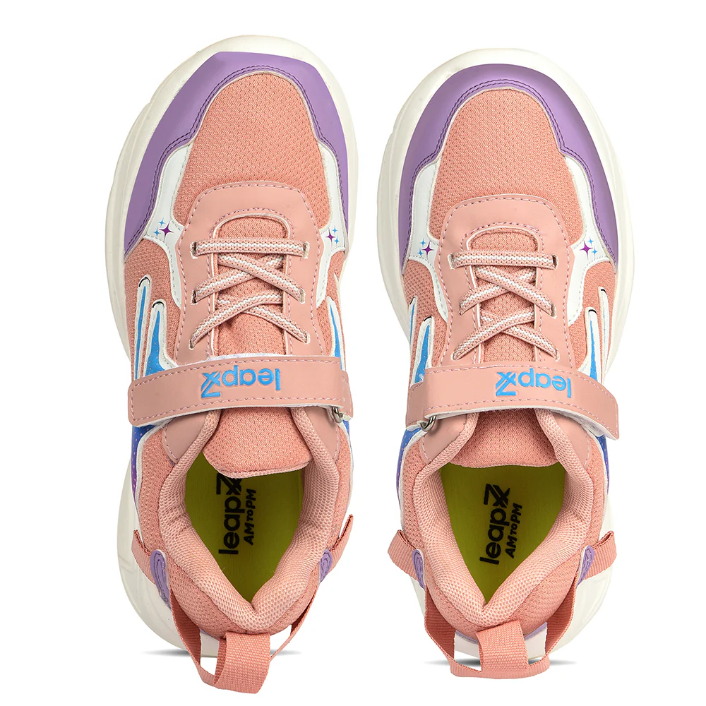 Leap7x Peach Sports Non Lacing Walking Shoes For Kids ZEOX-2 By Liberty - Image 8