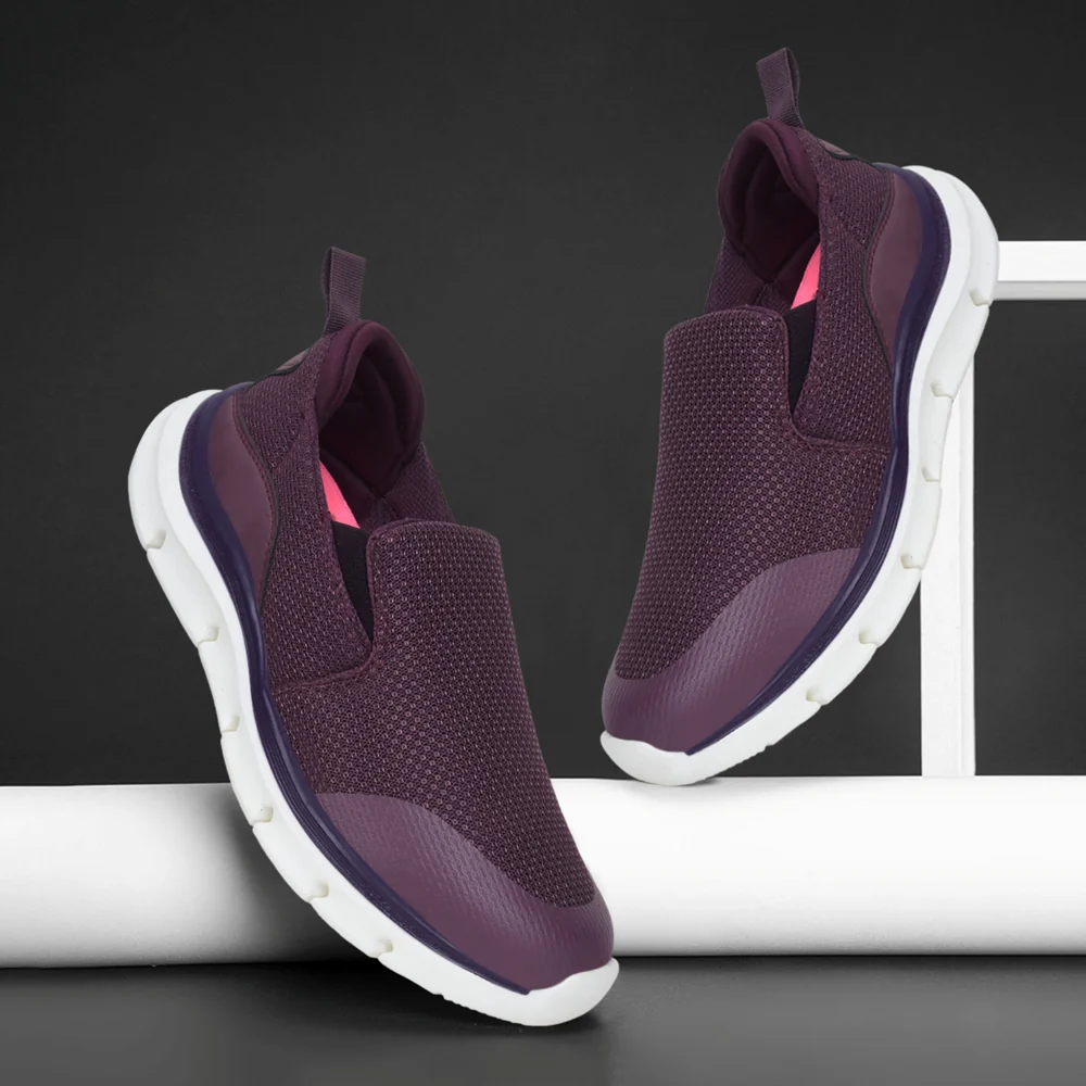 Leap7x Purple Non Lacing Sports Walking Shoes For Women BRISBEN10E By Liberty - Image 4