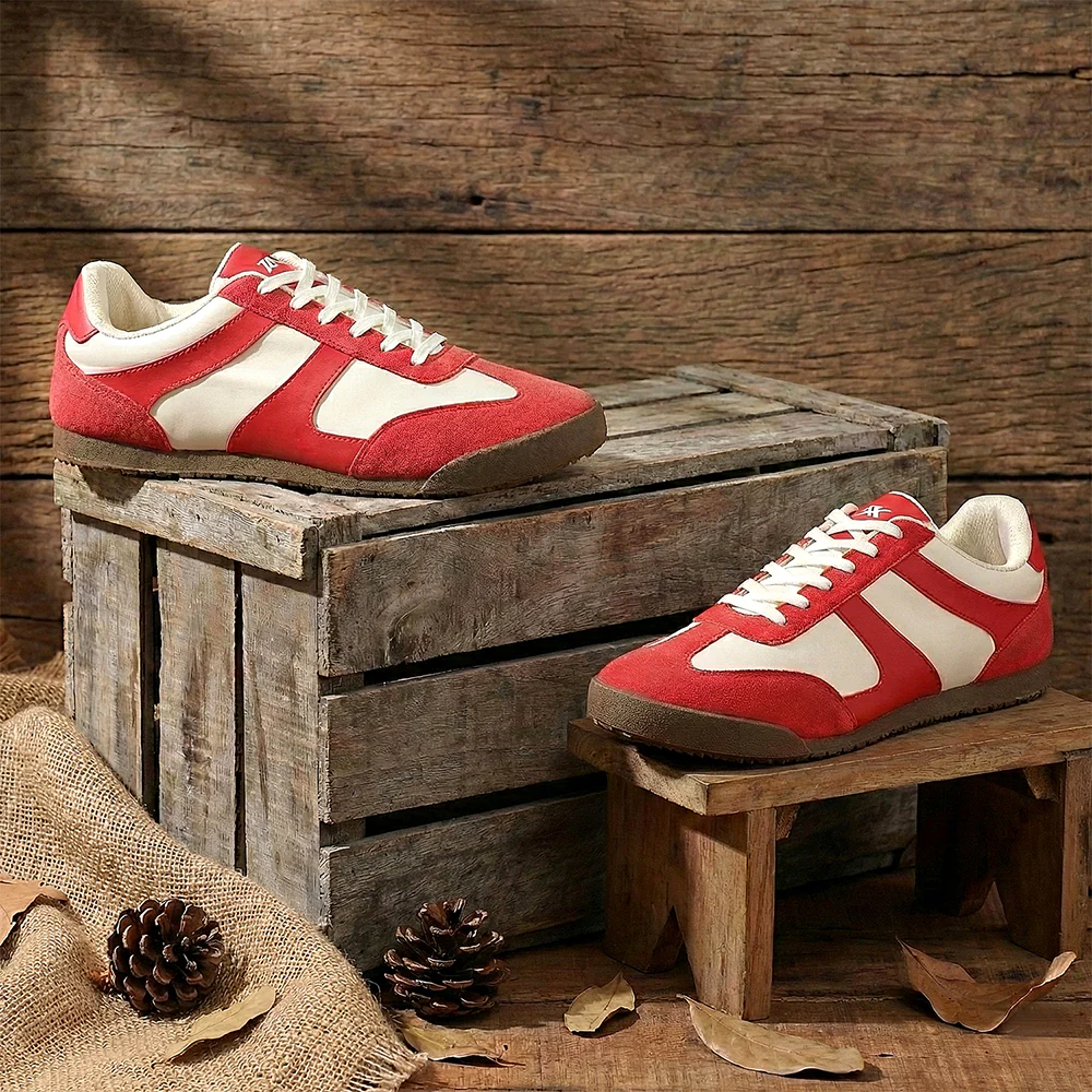 Leap7x Red Casual Lacing Sneakers For Men DECIAN-4E By Liberty - Image 4
