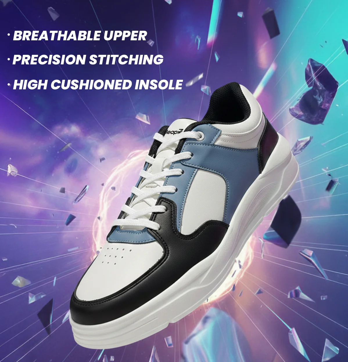 LEAP7X Royal Blue Casual Lacing Sneakers for Men OCIANSTEPE by Liberty - Image 3