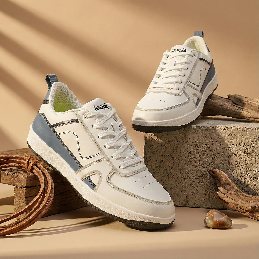 LEAP7X White Casual Lacing Sneakers for Men SNOOKEY-1E by Liberty - Image 2