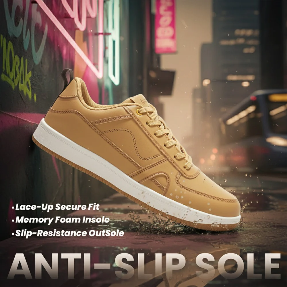 LEAP7X Tan Casual Lacing Sneakers for Men SNOOKEY-1E by Liberty - Image 3
