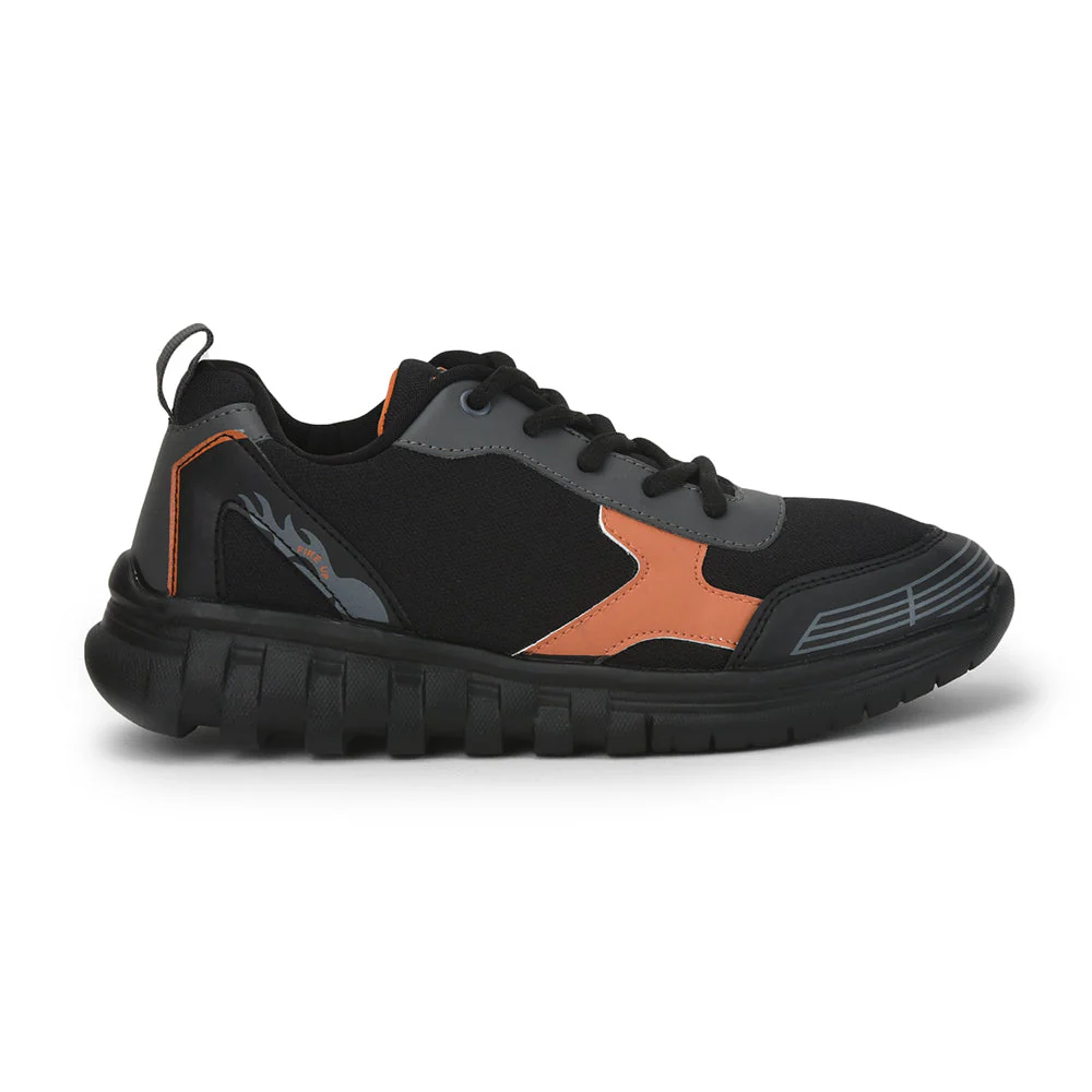 Lucy & Luke Lacing Black Sports Running Shoes For Kids RIDER-1L By Liberty - Image 2