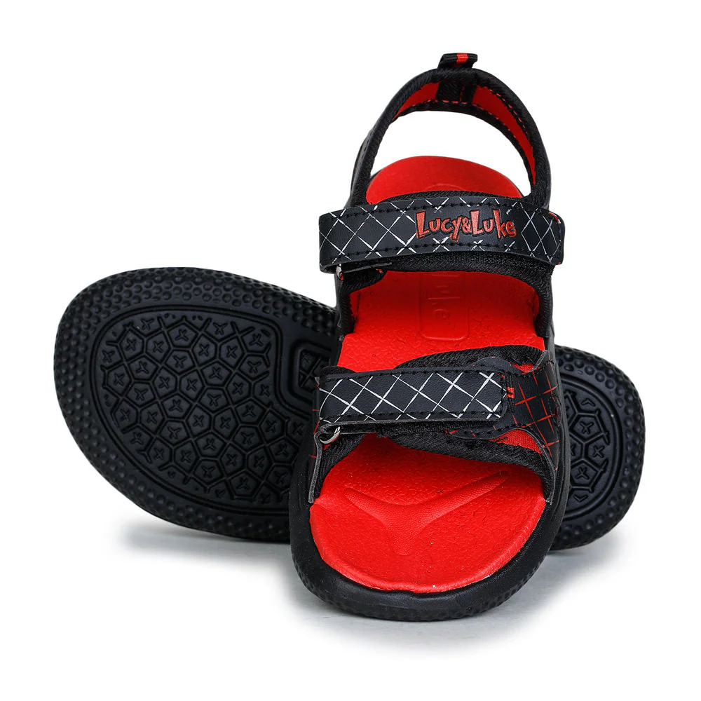 Lucy & Luke (Black) Casual Sandal For Kids HIPPO-4 By Liberty - Image 6