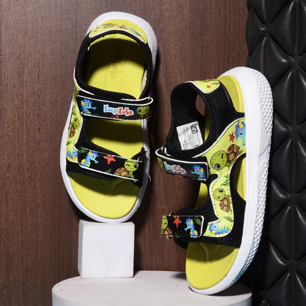Lucy & Luke Black Casual Sandal For Kids HIPPO-51 By Liberty - Image 4