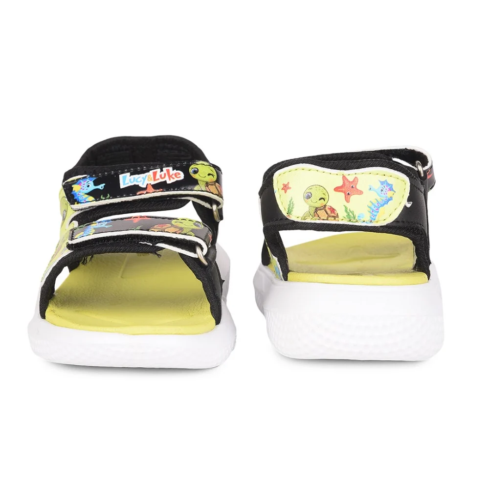 Lucy & Luke Black Casual Sandal For Kids HIPPO-51 By Liberty - Image 7