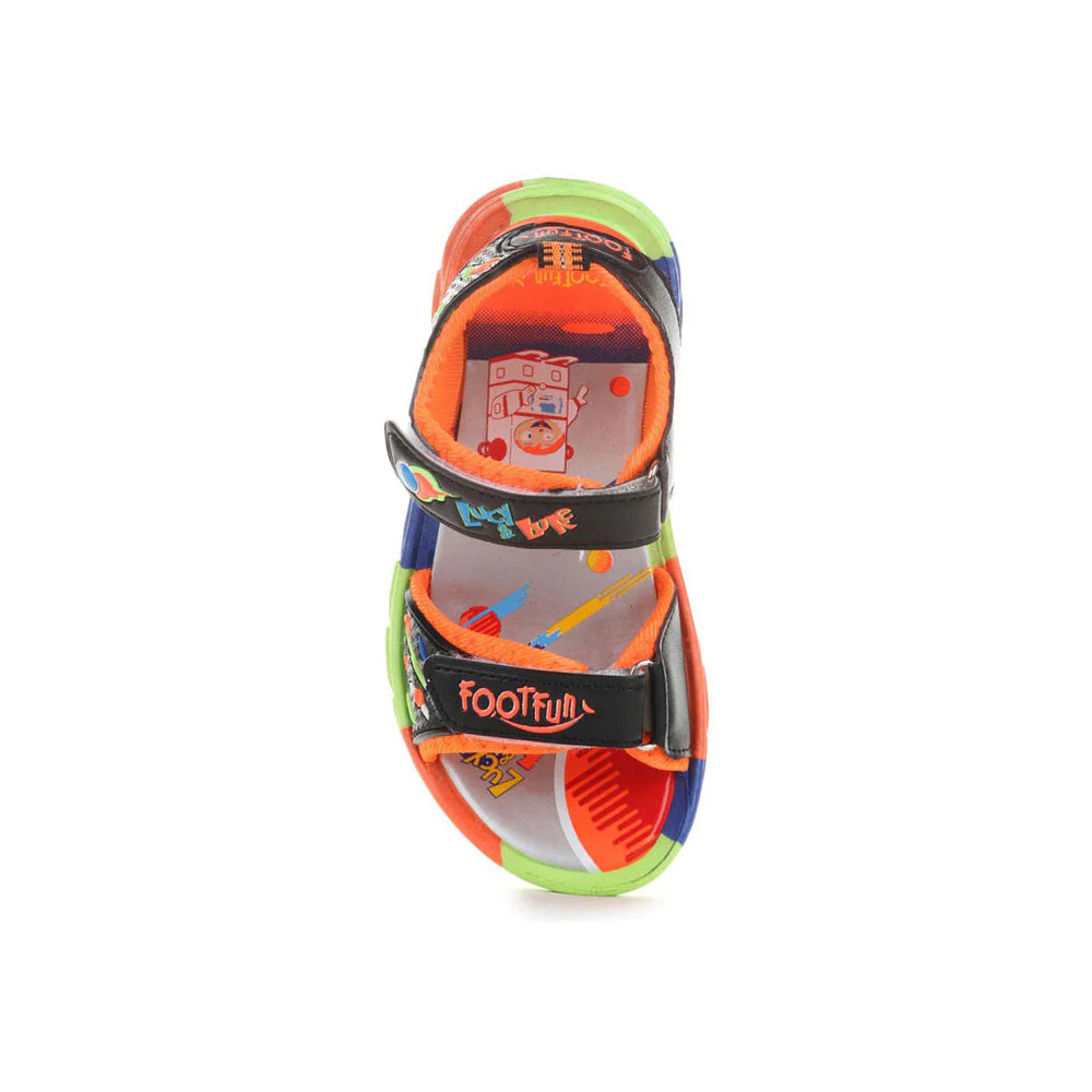 Lucy & Luke (Black) Sporty Sandal For Kids KDL-004 By Liberty - Image 4