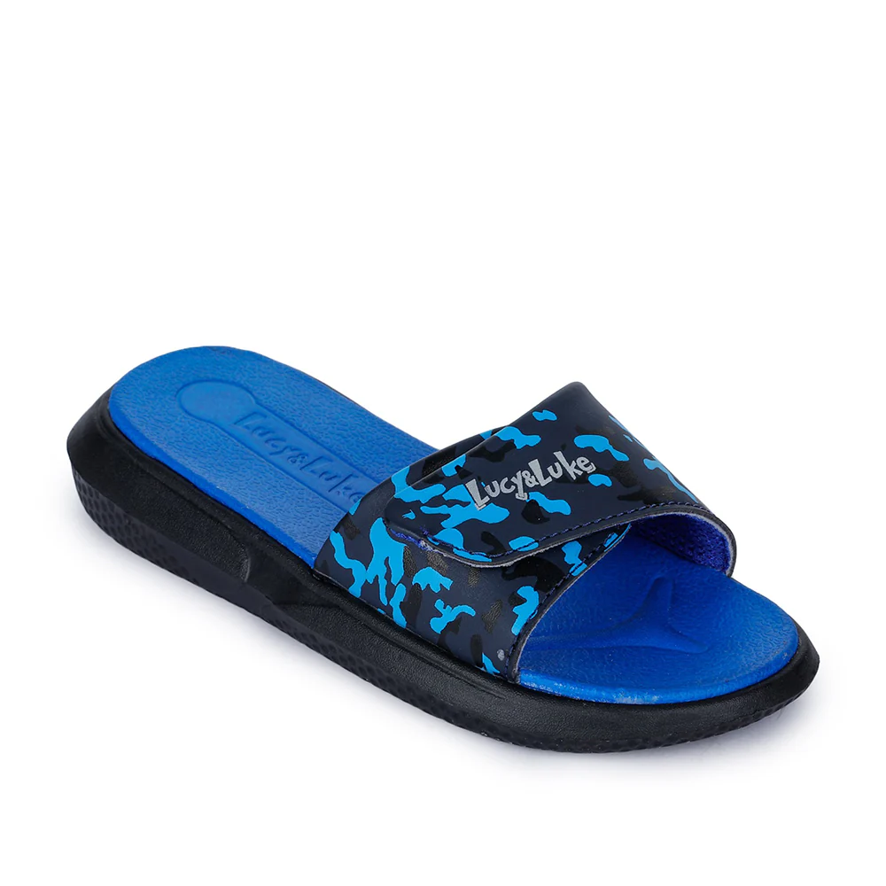 Lucy & Luke Blue Casual Slides For Kids HIPPO-8T By Liberty
