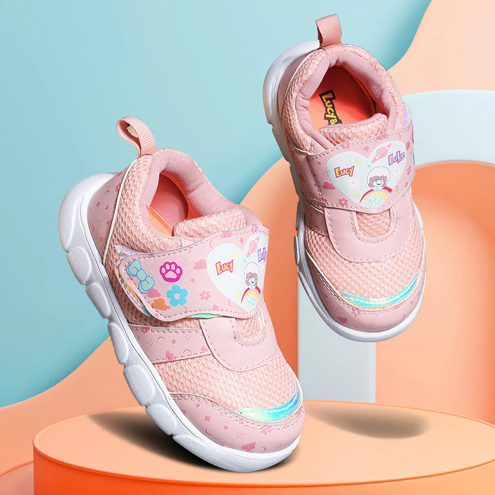 Lucy & Luke By Liberty Kids FLYNN-44 Peach Casual Non Lacing Shoes - Image 4