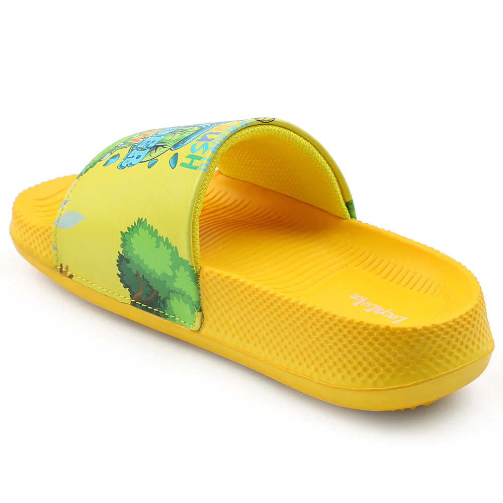 Lucy & Luke Casual Yellow Printed Slides For Kids CONNER-2E By Liberty - Image 7