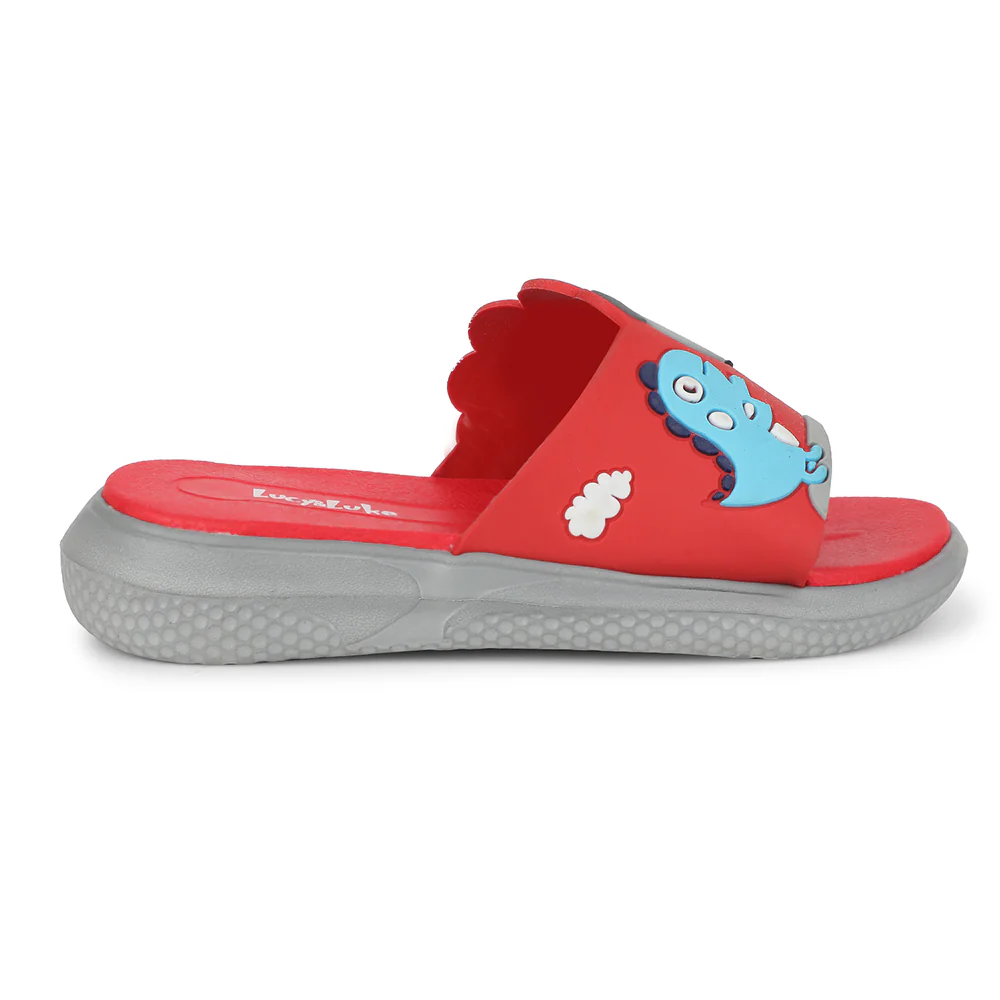 Lucy & Luke Red Casual Slides For Kids HIPPO-S98 By Liberty - Image 2