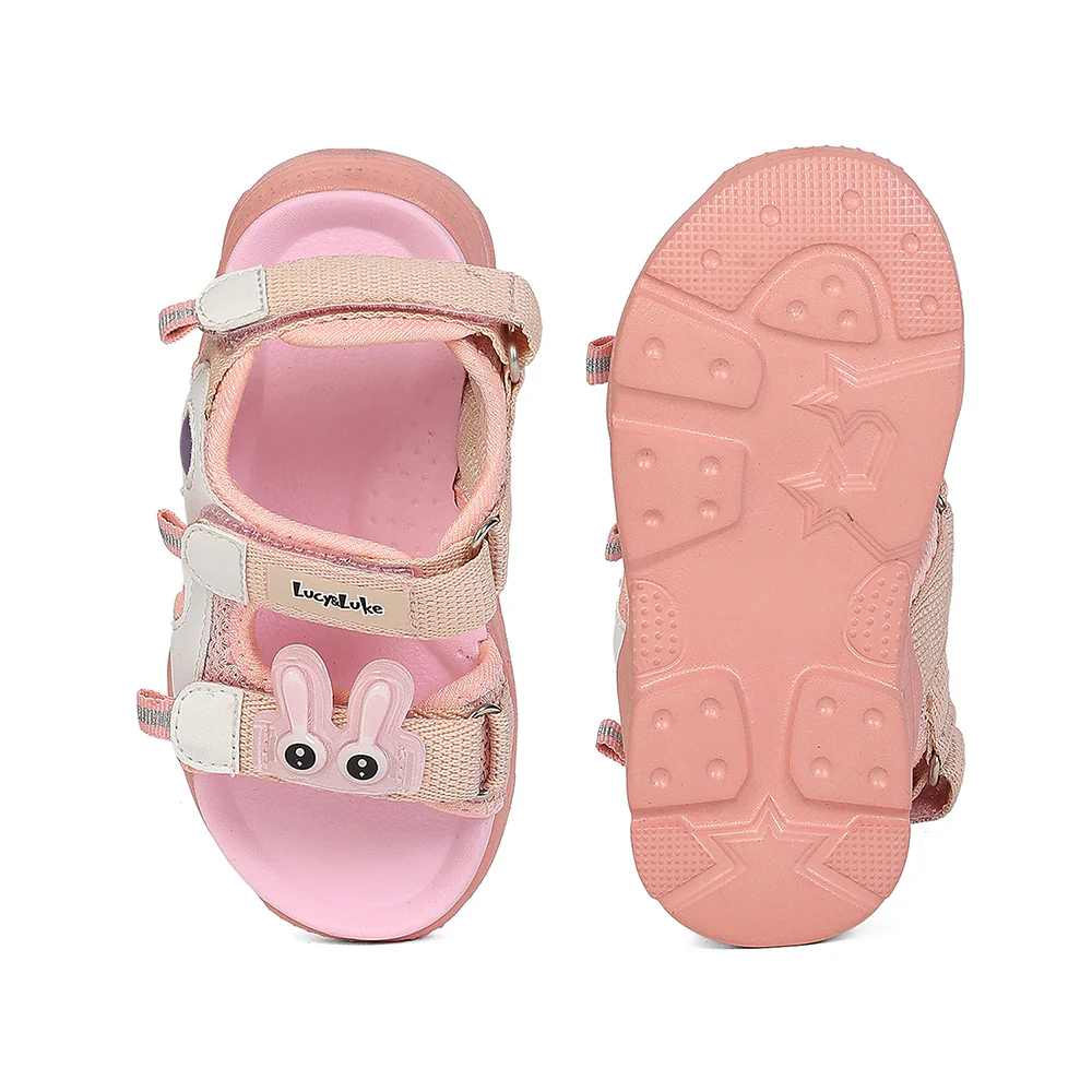 Lucy & Luke RICKY-28 Peach Casual Flat Sandals for Kids by Liberty - Image 4