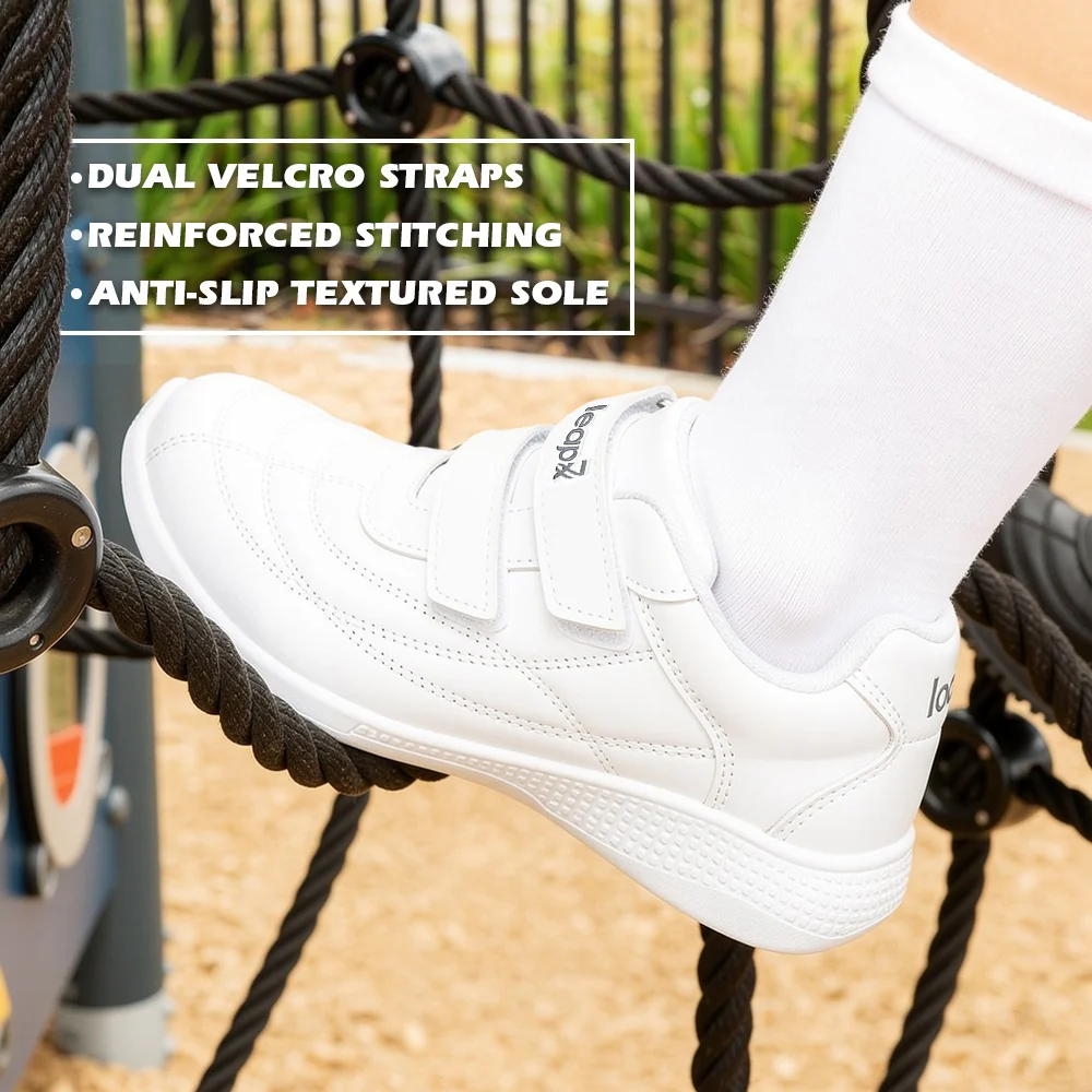 Lucy & Luke White Casual Non Lacing Uniform School Shoes For Kids FUNRUN-E By Liberty - Image 3