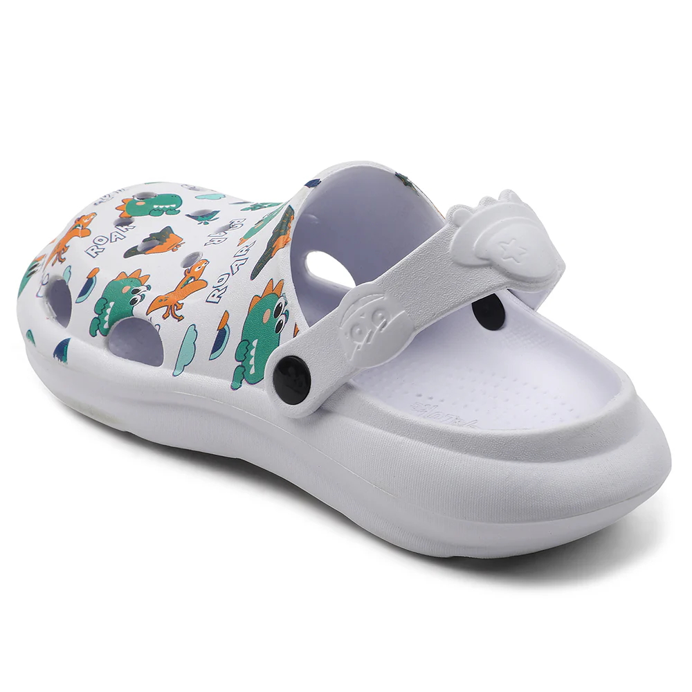 Lucy & Luke White Casual Slingback Printed Clogs For Kids ALEX-K2E By Liberty - Image 3