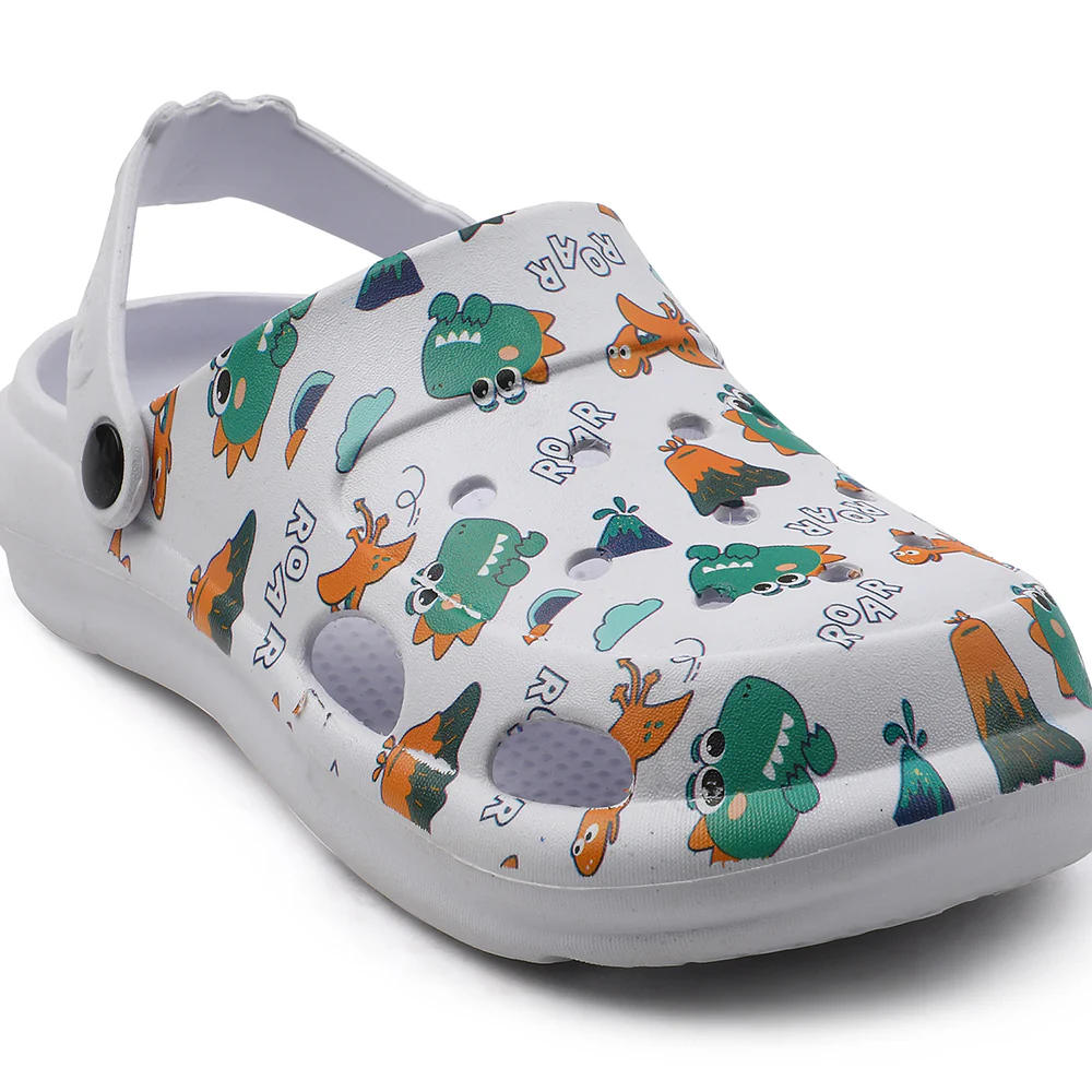 Lucy & Luke White Casual Slingback Printed Clogs For Kids ALEX-K2E By Liberty - Image 5