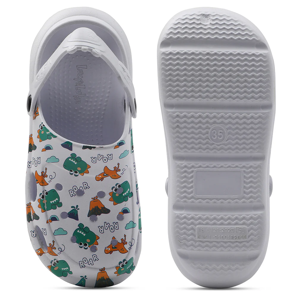 Lucy & Luke White Casual Slingback Printed Clogs For Kids ALEX-K2E By Liberty - Image 7