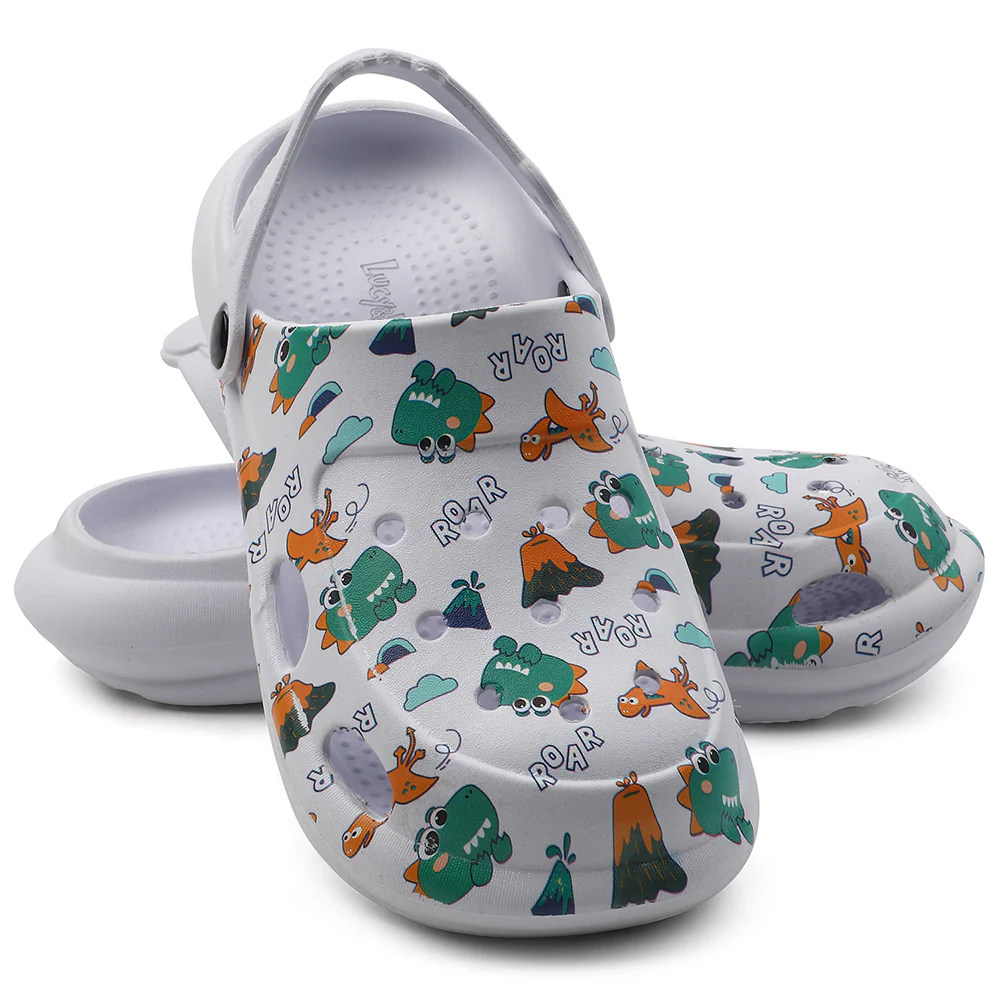 Lucy & Luke White Casual Slingback Printed Clogs For Kids ALEX-K2E By Liberty - Image 8