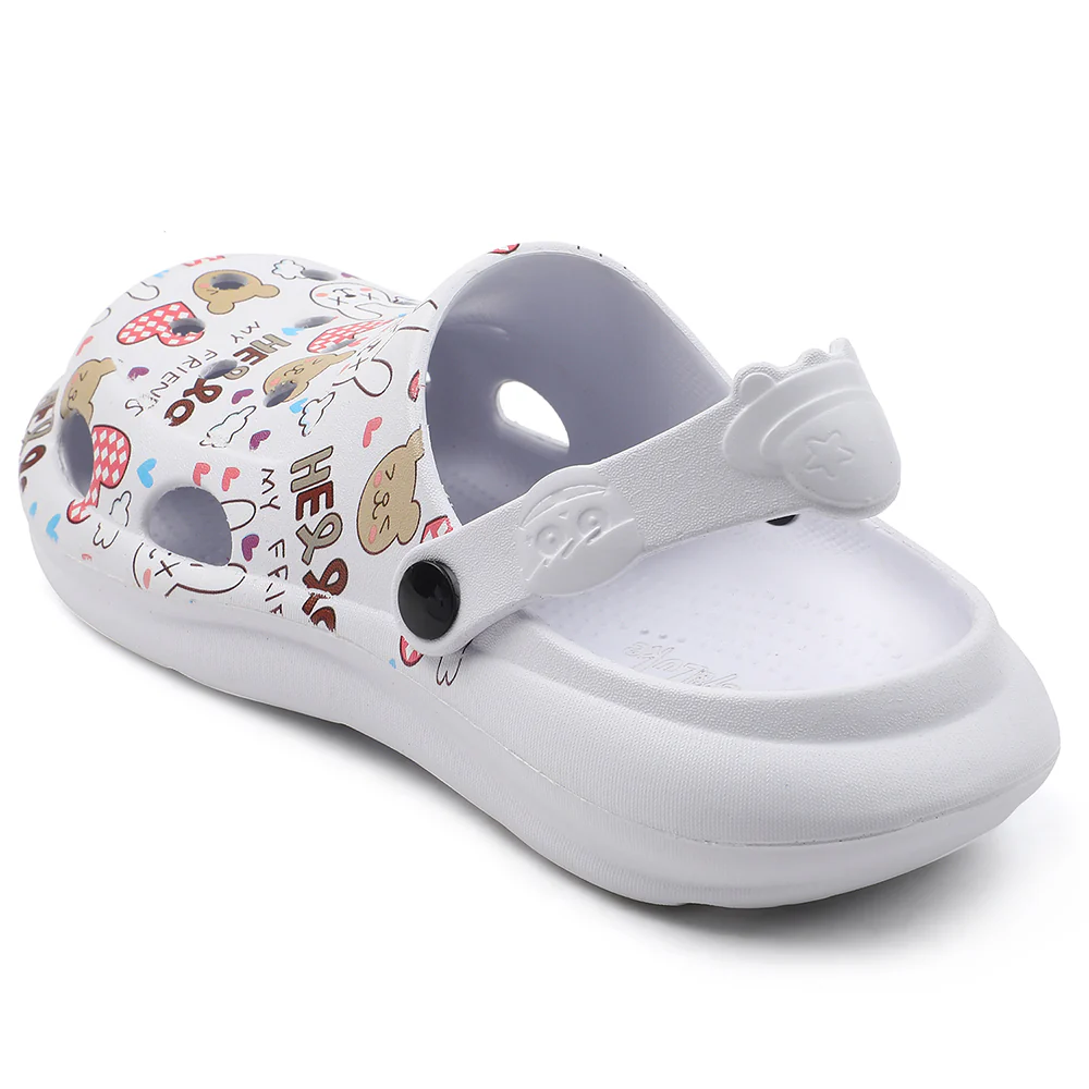 Lucy & Luke White Casual Slingback Printed Clogs For Kids ALEX-K3E By Liberty - Image 3