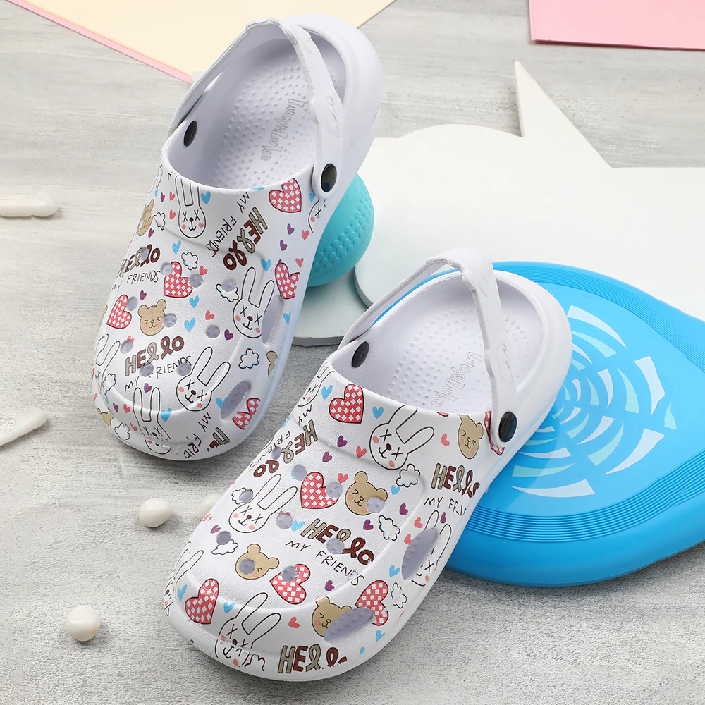Lucy & Luke White Casual Slingback Printed Clogs For Kids ALEX-K3E By Liberty - Image 4