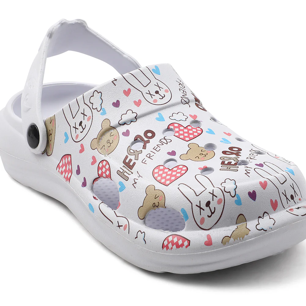 Lucy & Luke White Casual Slingback Printed Clogs For Kids ALEX-K3E By Liberty - Image 5