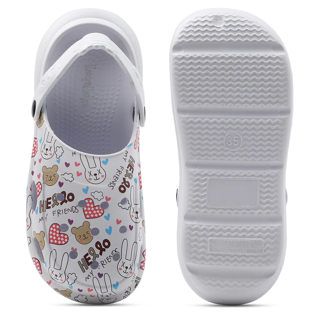 Lucy & Luke White Casual Slingback Printed Clogs For Kids ALEX-K3E By Liberty - Image 7