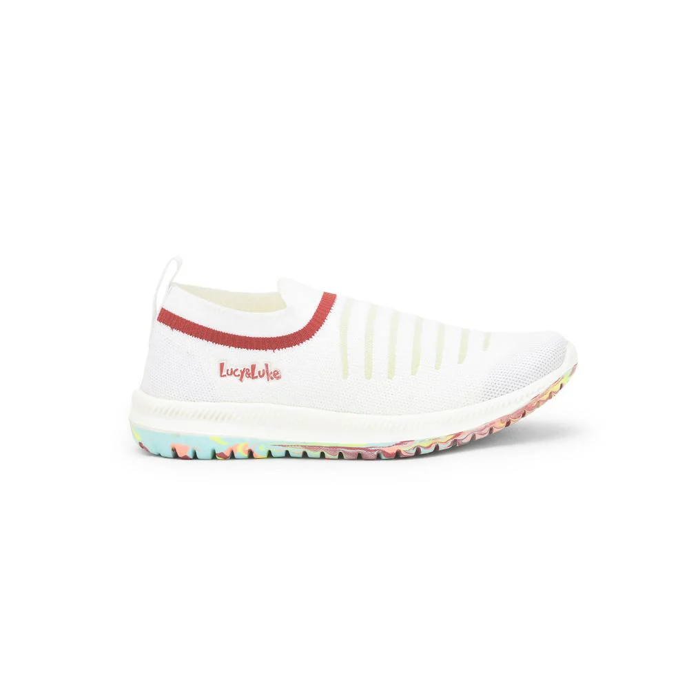 Lucy & Luke (White) Sports Non Lacing Shoes For Kids JAMIE-152E By Liberty - Image 2