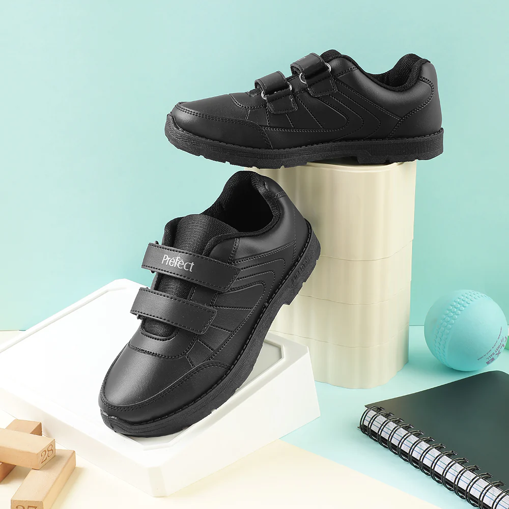 Prefect Black Non Lacing Uniform School Shoes For Kids SCHOOLFUN By Liberty - Image 4