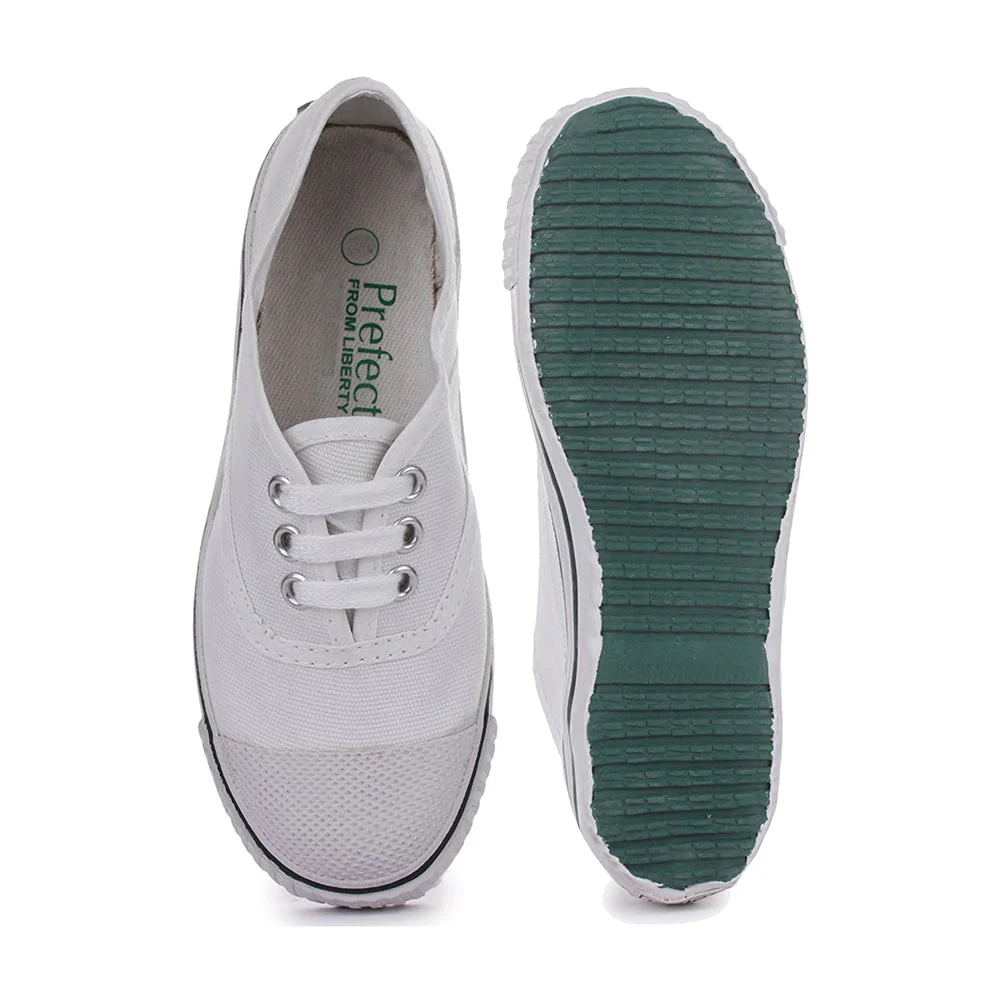 Prefect (White) Lacing PT School Shoes For Kids SKOOLTENIS By Liberty - Image 3