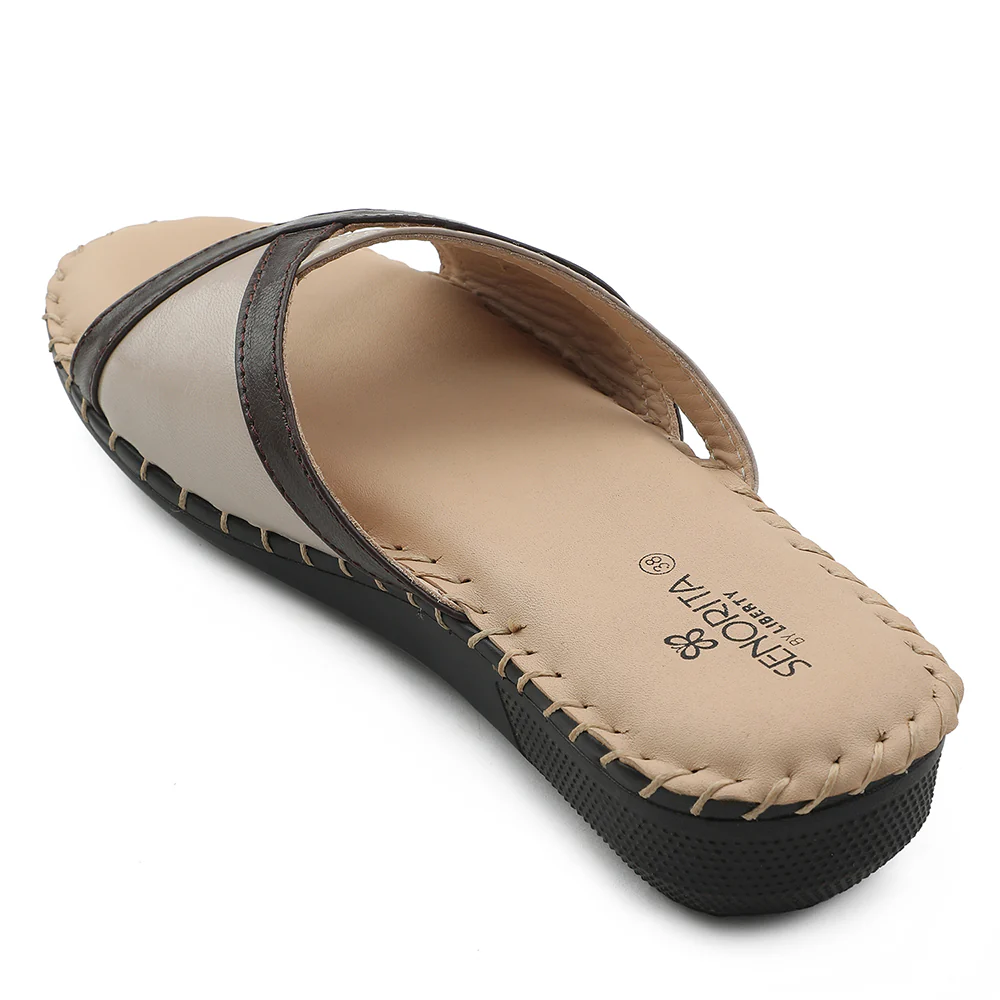 Senorita Beige Casual Flat Sandal For Women AGL-126P By Liberty - Image 4