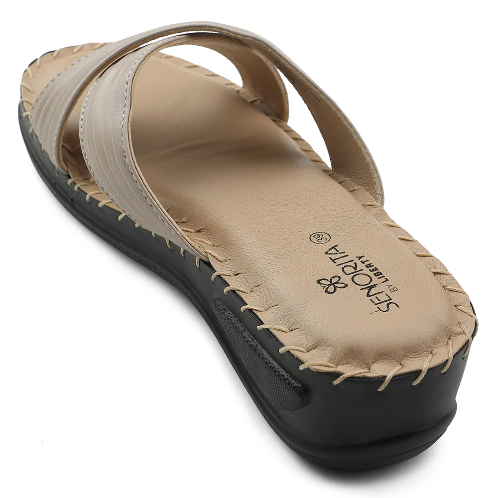 Senorita Beige Casual Wedge Heel Sandal For Women AGL-127P By Liberty - Image 4