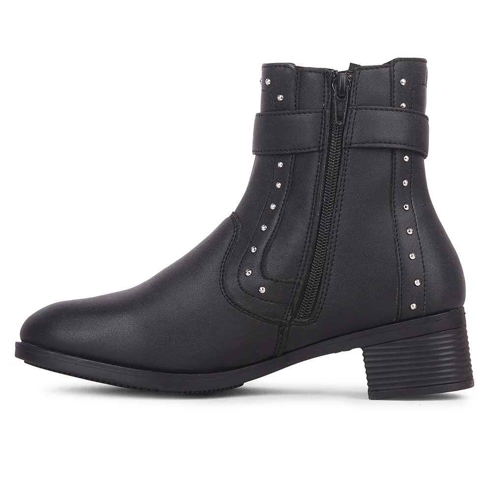 Senorita Black Casual Non Lacing Boots for Women BOOST-1E By Liberty - Image 3