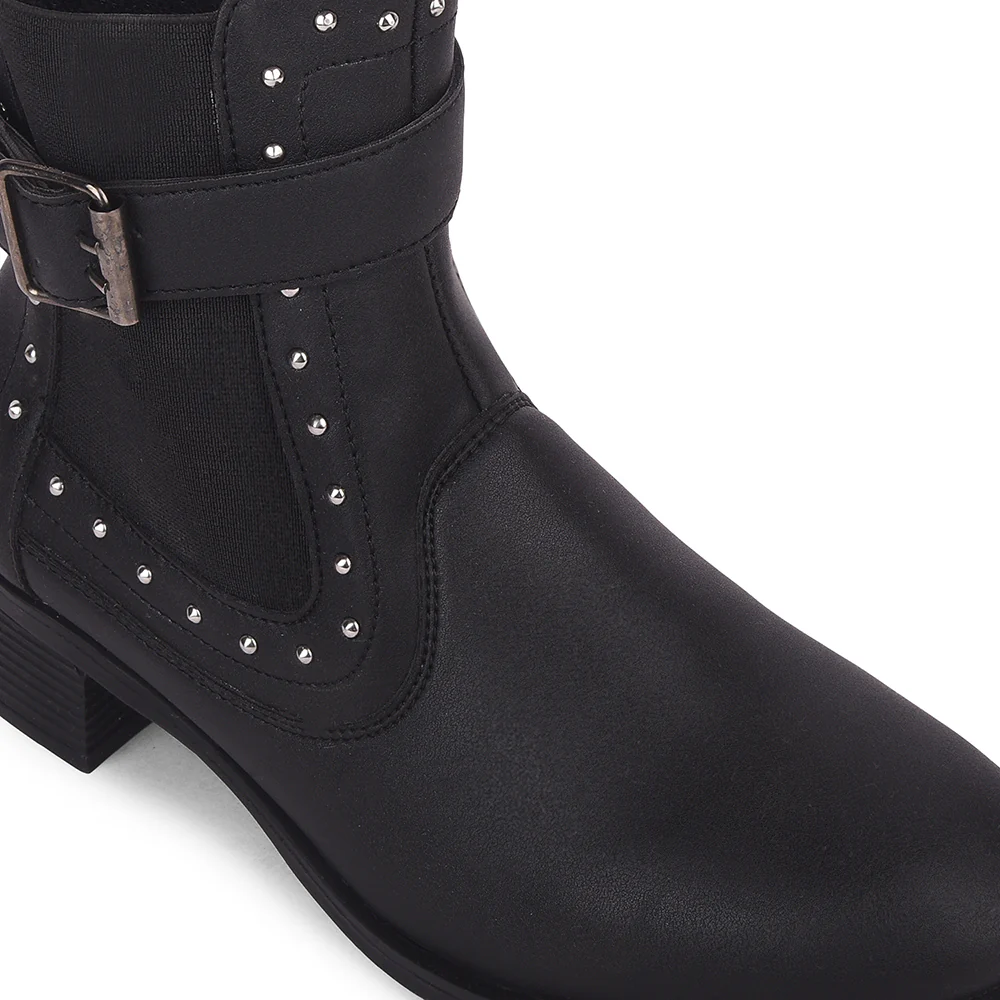 Senorita Black Casual Non Lacing Boots for Women BOOST-1E By Liberty - Image 5
