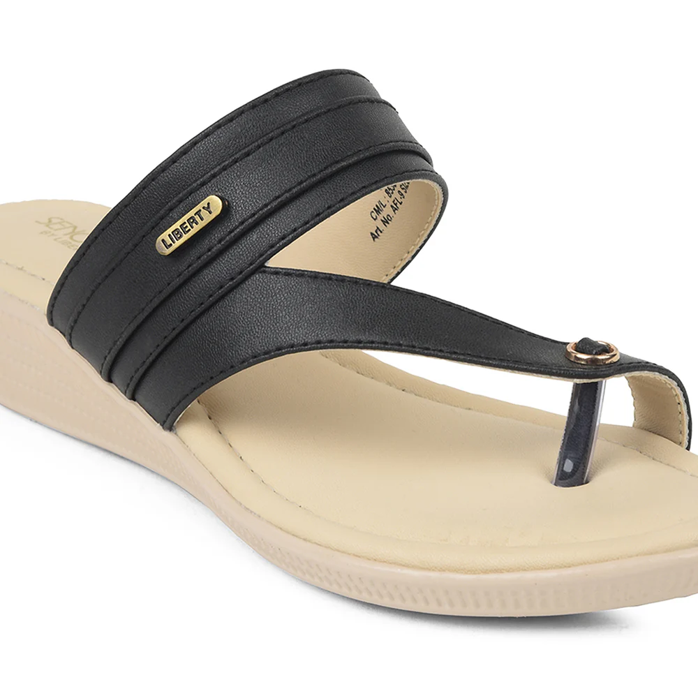 Senorita Black Casual Sandal For Women AFL-9 By Liberty - Image 6
