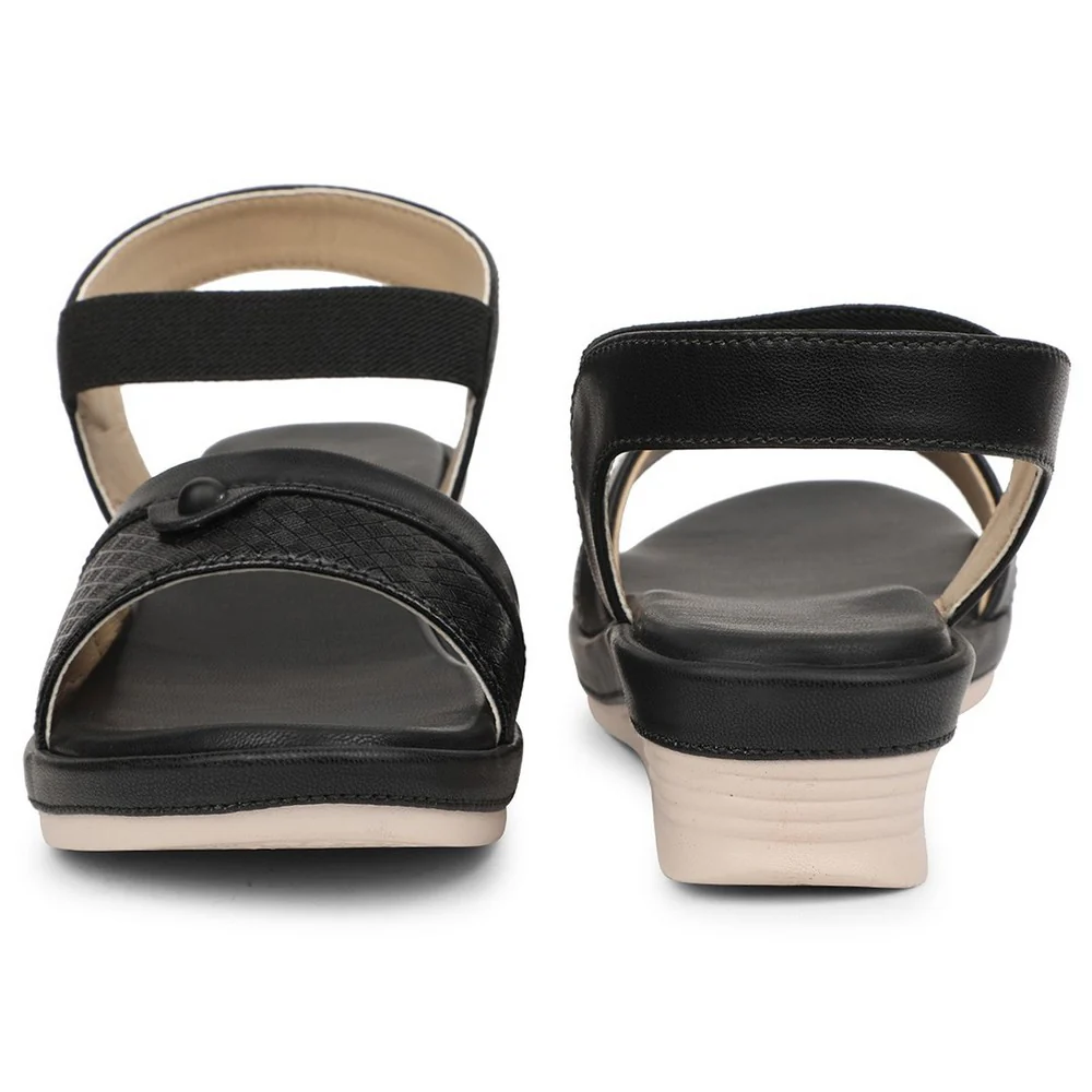 Senorita Black Casual Wedge Heel Sandal For Women SGL-1 By Liberty - Image 6