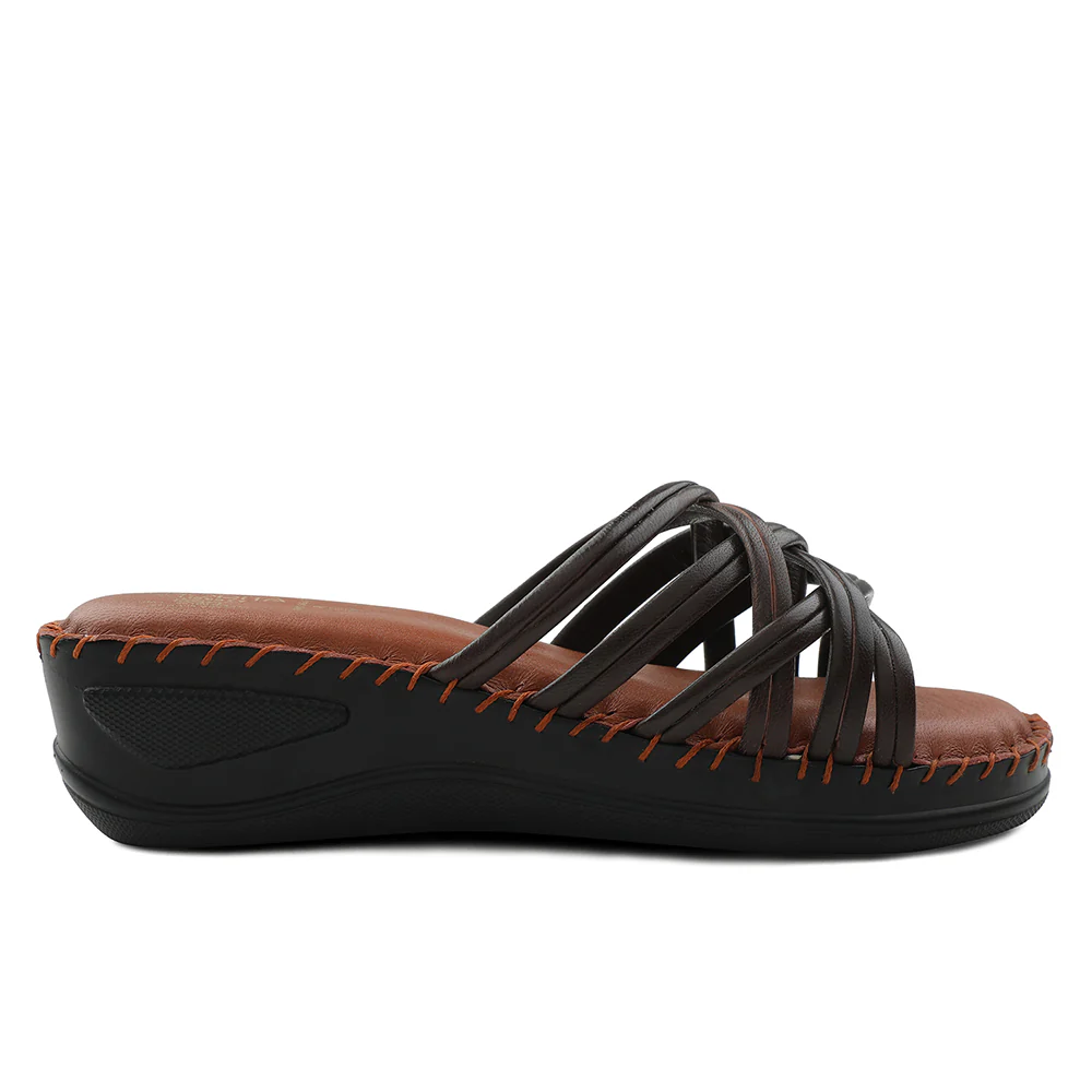 Senorita Brown Casual Wedge Heel Sandal For Women AGL-122P By Liberty - Image 2